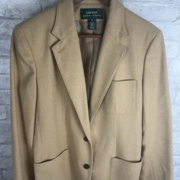 Ralph Lauren Tan 100% Camel Hair Blazer Size 10 Pockets Preppy Old Money USA - Picture 2 of 8